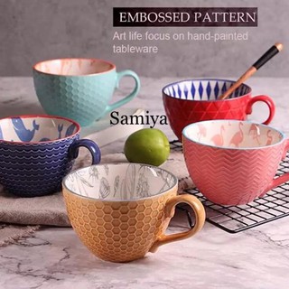 Super Sale Cangkir ceramic embossed hand painted cangkir 