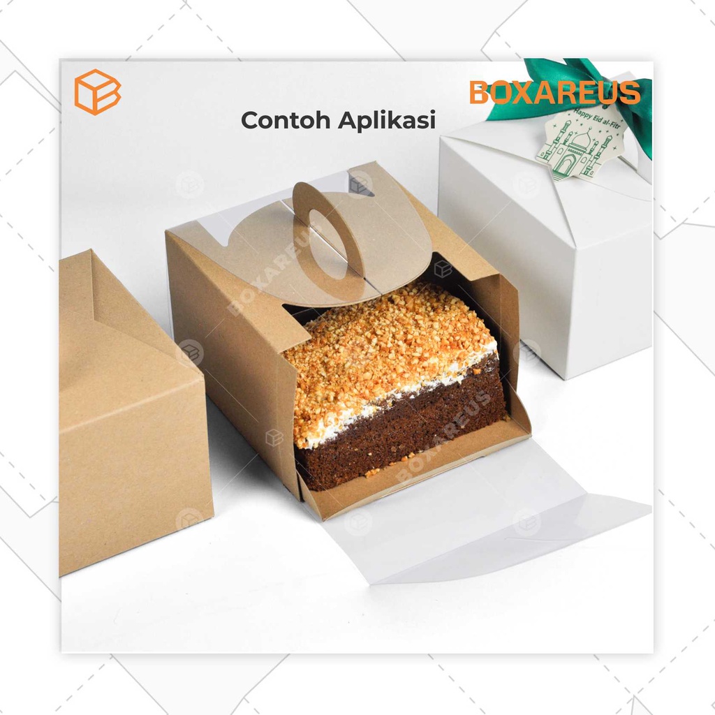 Cake Box Gable Mika Kotak Kue Packaging Gift Box Kado Souvenir | 4151510 Brown (20pc)