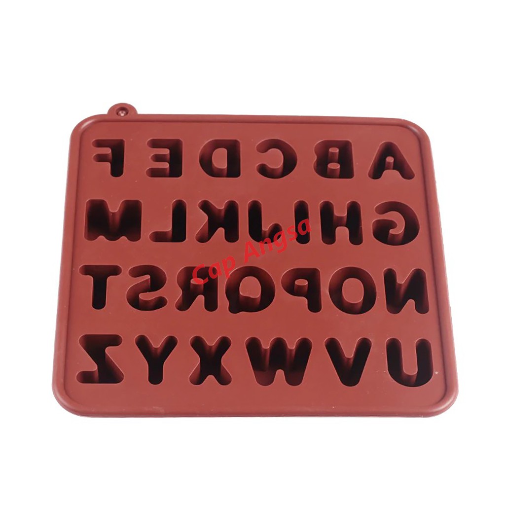 CETAKAN HURUF FONDANT KUE CETAKAN KUE SILIKON SILICONE PLASTIK MOULD 26 ALPHABET HURUF 16 X 16 MOLD