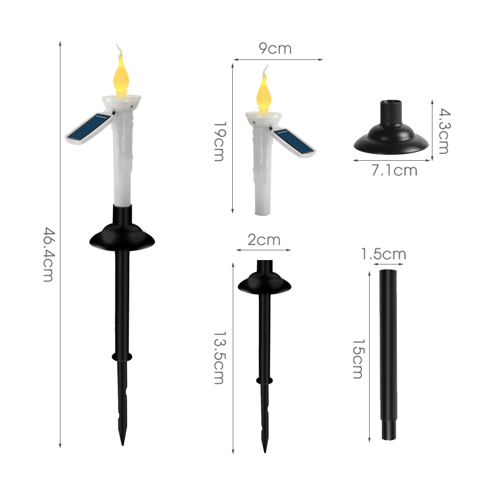 Dekorasi Taman Lampu Hias Lilin LED Light Flameless Lancip Tenaga Surya Lampu Malam Dual purpose Pesta Tahun Baru Pernikahan Tancap Tanah Outdoor Indoor Serbaguna