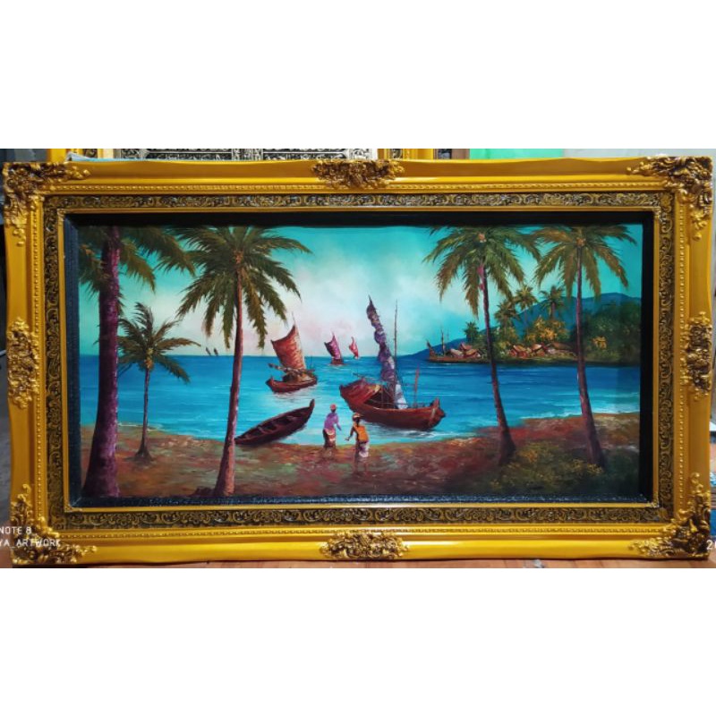 Lukisan pemandangan alam,Lukisan asli kanvas,Ukuran 120×60