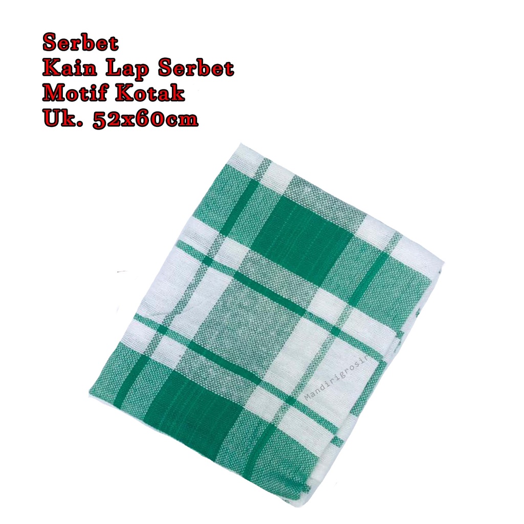 Kain Lap Serbet *Serbet * Motif Kotak  * Uk. 52x60cm