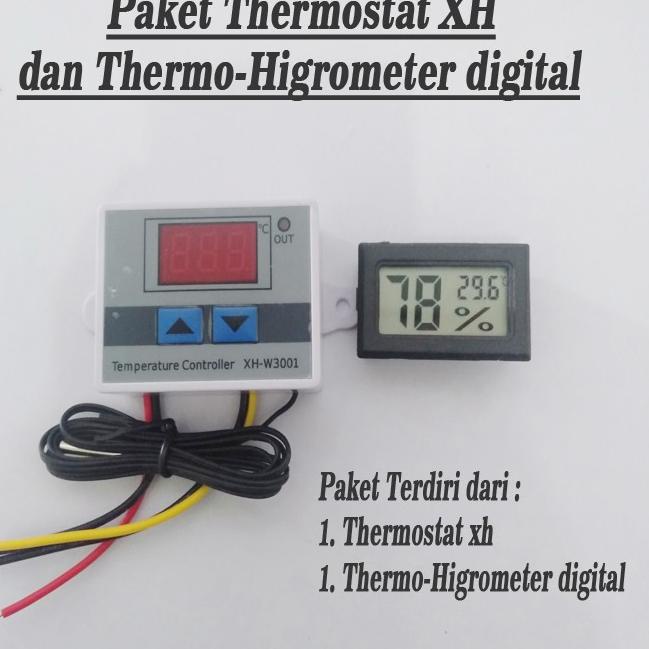 Paket Thermostat Digital XH Termometer Higrometer Mesin Tetas telur Full Otomatis / mesin penetas te