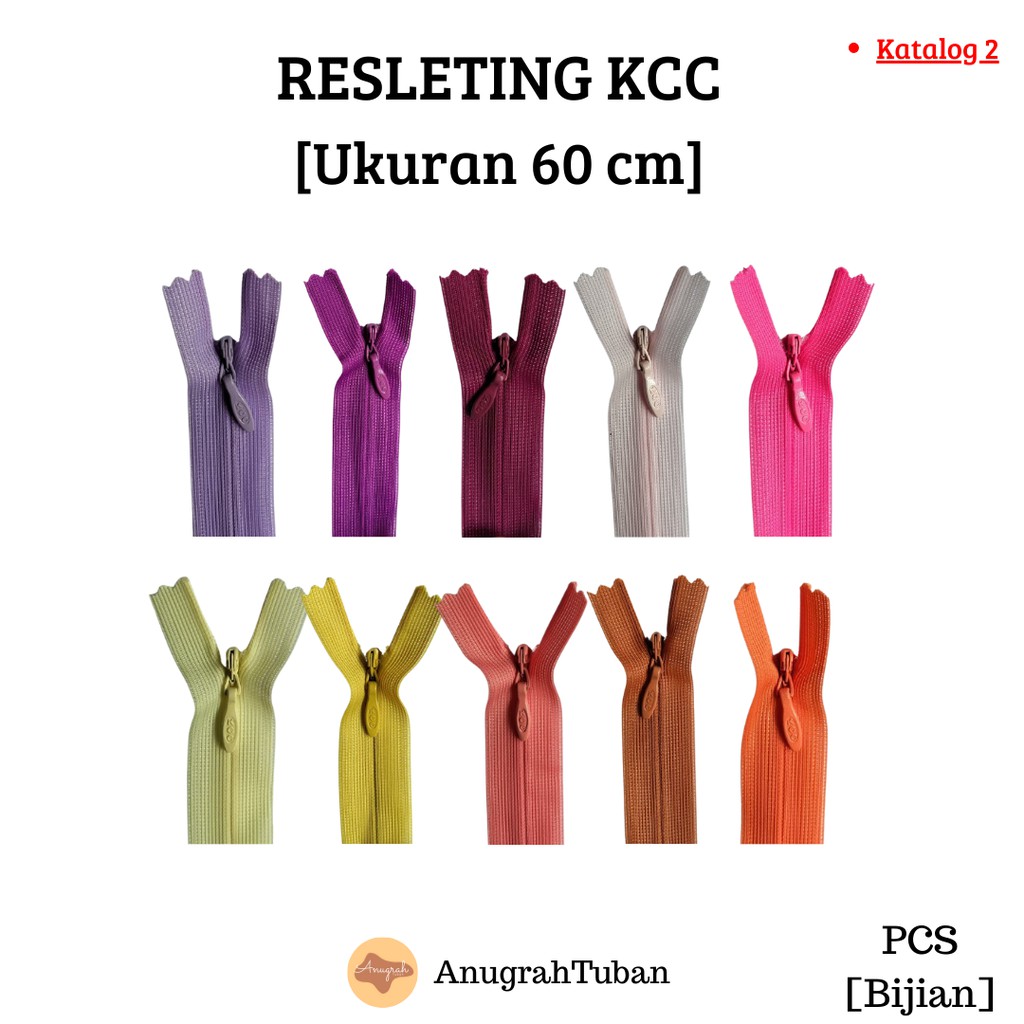 [Katalog 2] KCC 60cm Resleting/Ritsleting/Rit/Zipper Jepang Baju Celana Kemeja Rok Seragam Kerajinan
