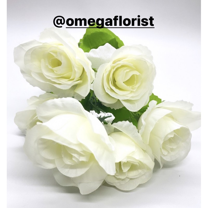 Rose Mangkok Artificial Bunga Artificial/Bunga Plastik/Bunga Dekorasi/Dekorasi Pernikahan/Pernikahan-Putih Gading