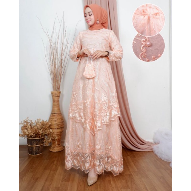 Kebaya Gamis Tingkat Runcing Modern / Kebaya Gamis Pesta Mewah / Gamis Bridesmaid / Gamis Brukat Modern