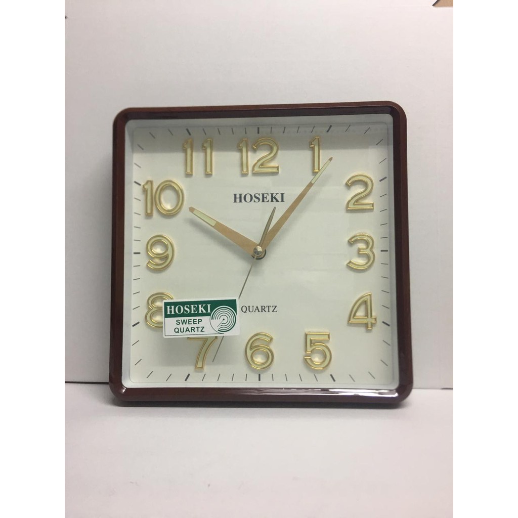 Jam Dinding / Wall Clock Persegi / Kotak Minimalis / Elegan Angka Emas - Hoseki H9210