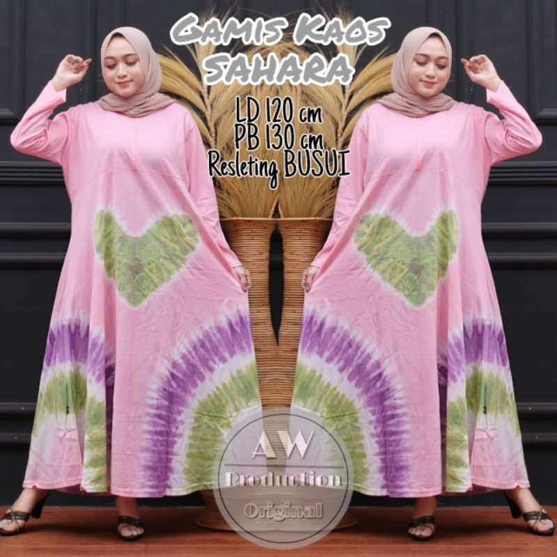 Daster Kaos Lengan Panjang Jumbo Busui Resleting Depan Bumil Baju Wanita Tiedye Adem Halus Kekinian Terbaru