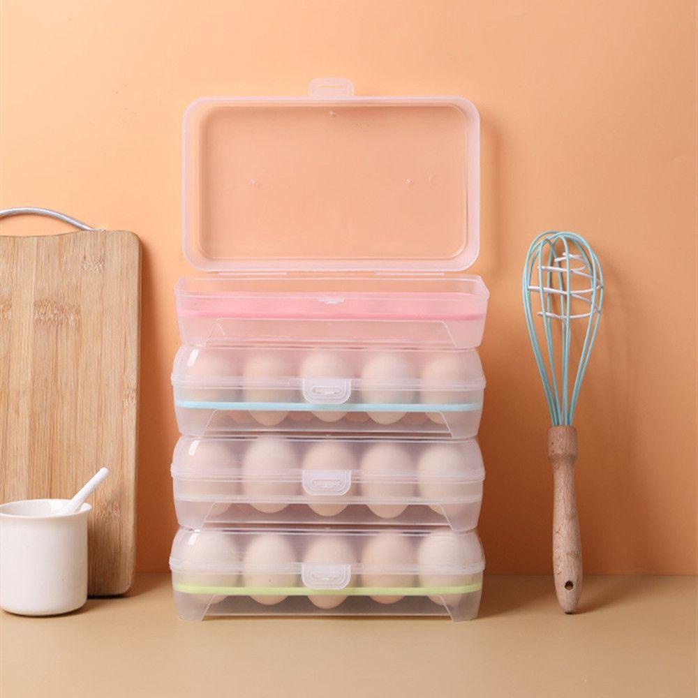 Solighter Kotak Penyimpanan Telur Portable Bening Pengawet Makanan 15kisi Egg Tray