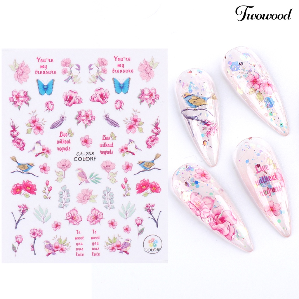 Stiker Kuku Motif Print Bunga Untuk Dekorasi Nail Art