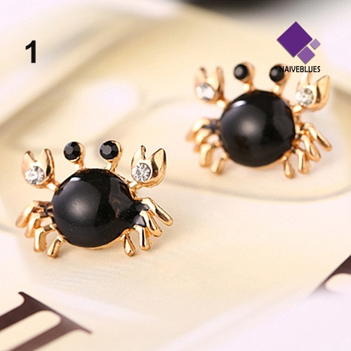 Anting Stud Desain Kepiting Laut Bahan Alloy Warna Emas Untuk Wanita