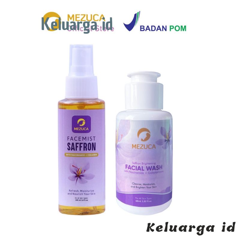 ❤ MEZUCA PAKET ❤ Kombo Hemat Facial Wash + Facemist Saffron - Keluarga id