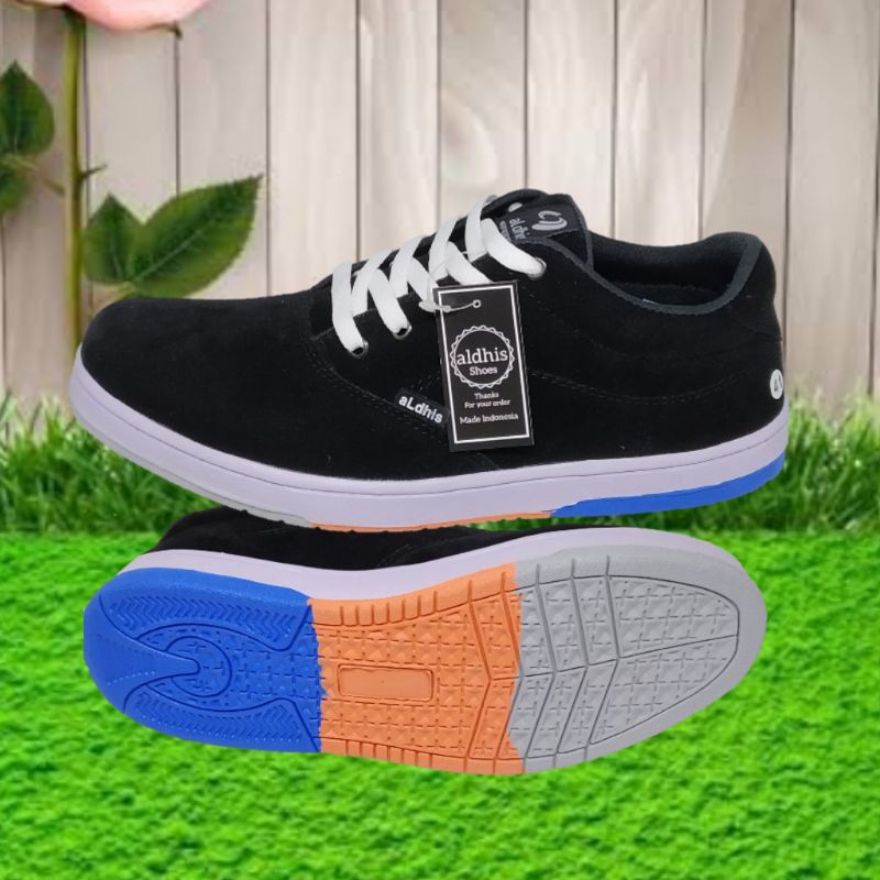 Sepatu Pria Keren Sneakers Cowok Original Asli Lokal Snekers Murah Buat Gaya Aldhis SW01 HGitam