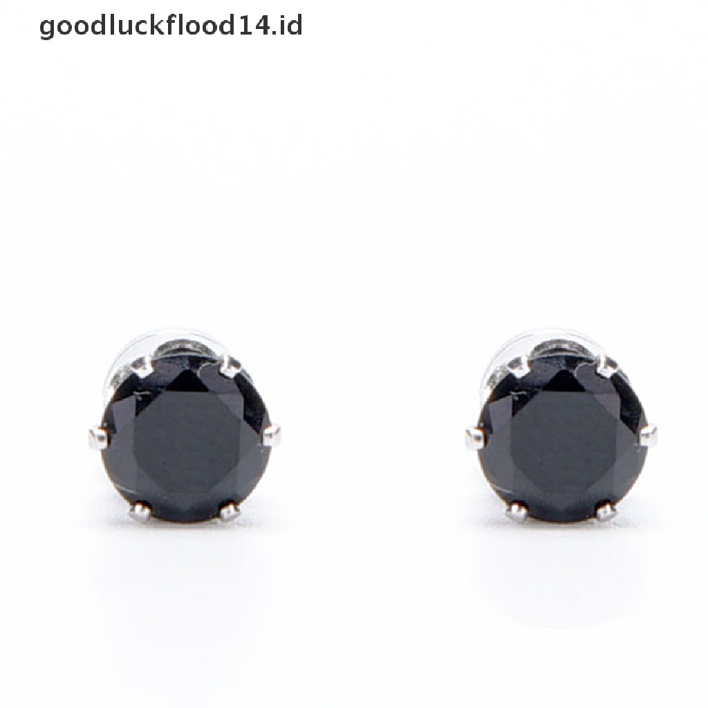 [OOID] 1Pair Stylish Unisex Mens Women Clear/Black Crystal Magnet Earrings Stud Jewelry ID