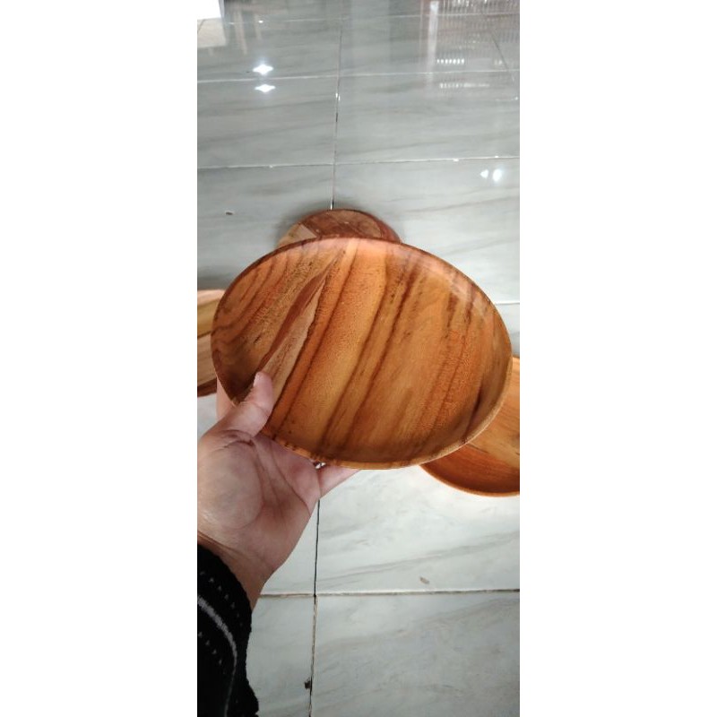 Piring Kayu Jati Diamater 20, 23 cm