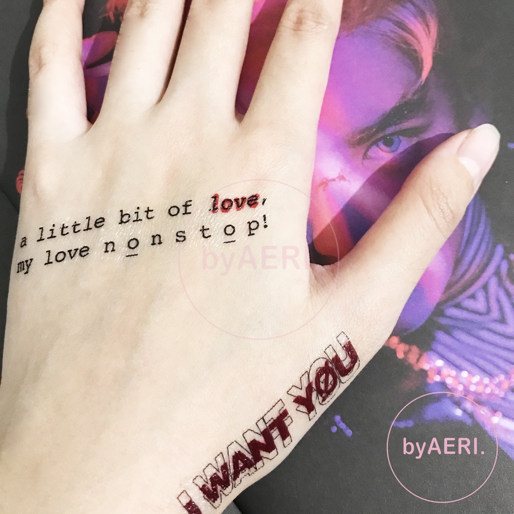 E X O LYRICS TEMPORARY TATTOO (NON-PERMANEN TATO) KPOP TATTOO