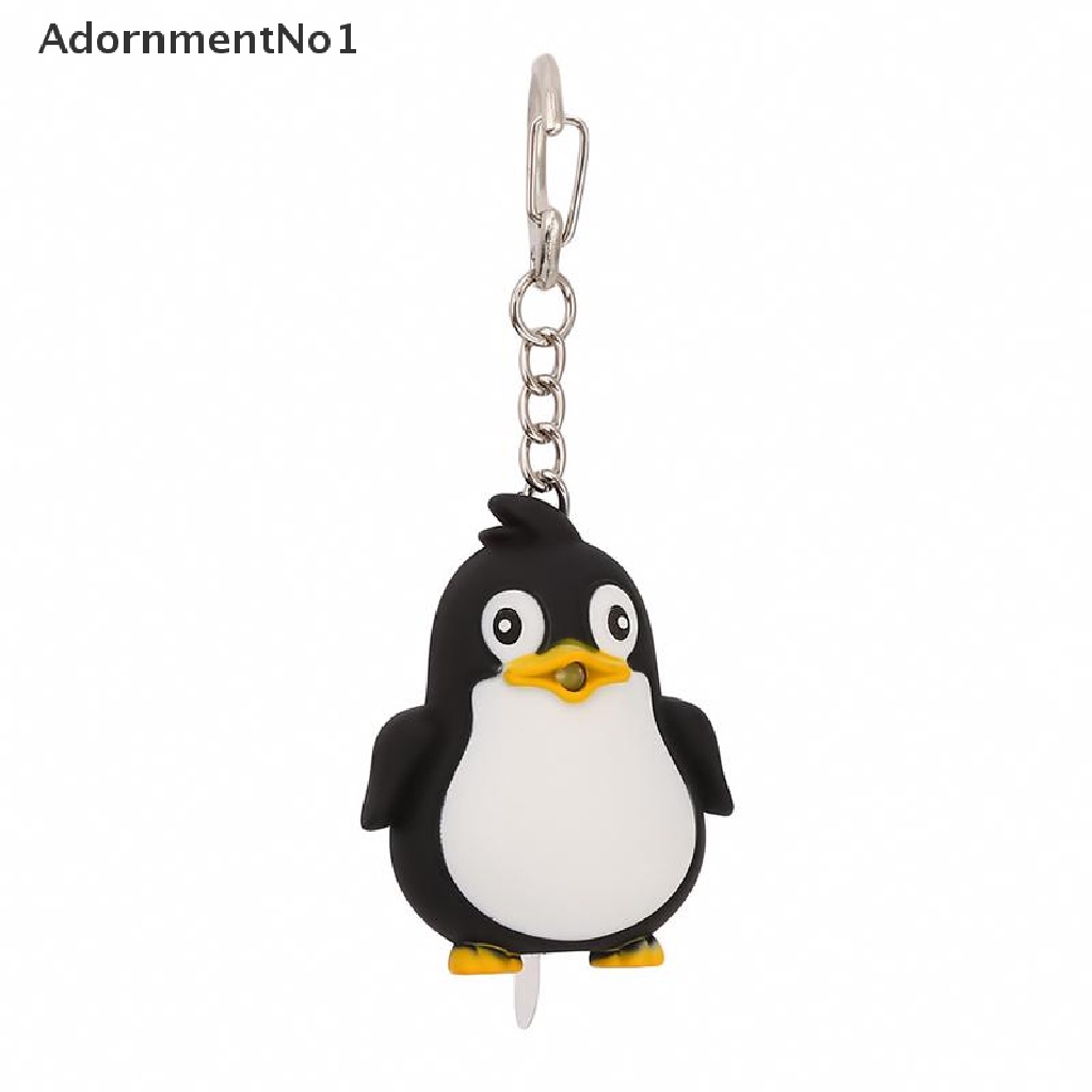 (AdornmentNo1) Gantungan Kunci Lampu Senter LED Bentuk Penguin Lucu Dengan Suara