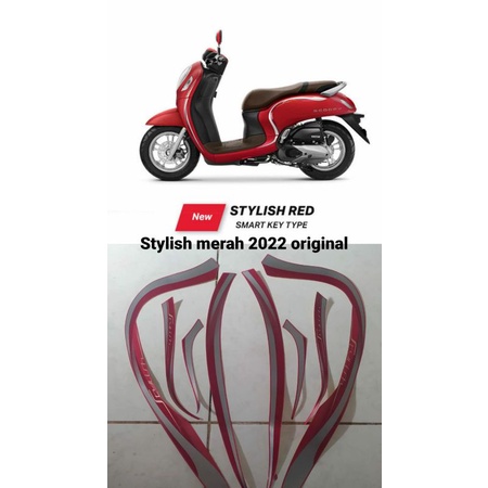 striping Motor Honda Scoopy stylish 2022 merah