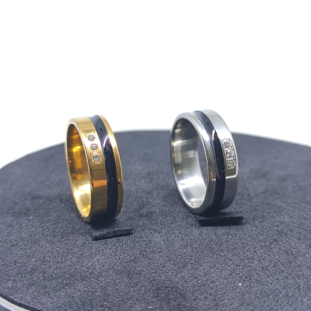 Cincin Titanium Titik 3 Gold Silver / Cincin Pria Wanita Anak