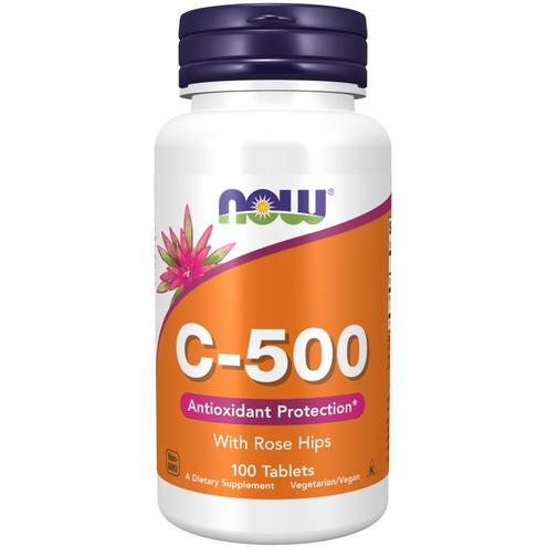 NOW FOODS Vitamin C 500 mg with Rose Hips 100 tablet- C-500 Vegan