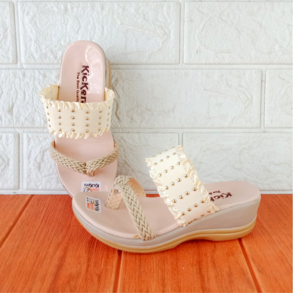 Kickers RF Renda 01 Sandal Anak Perempuan Jepit Wedges Hak 5cm Size 26-35