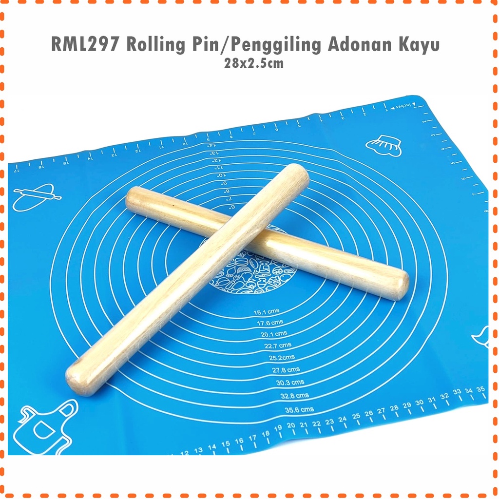 RML297 Rolling Pin/Penggiling Adonan Kayu 28cm