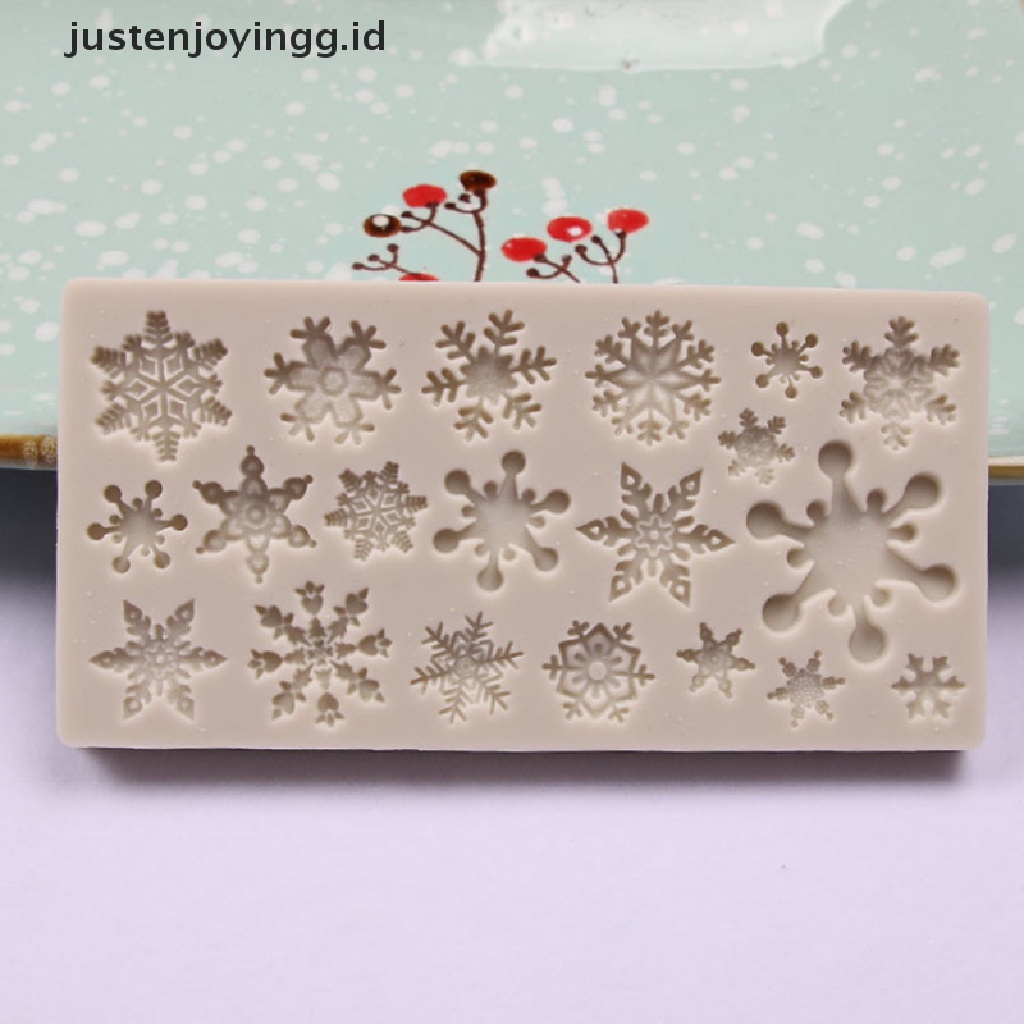 Cetakan Adonan Kue &amp; Cokelat Desain Snowflake Bahan Silikon Untuk Natal