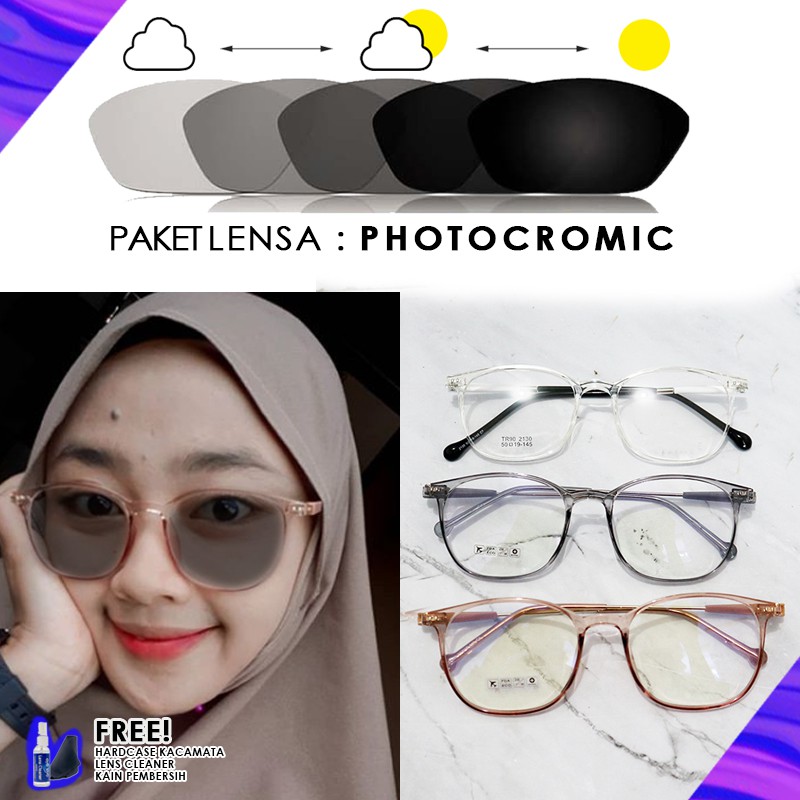 Paket Photocromic || kacamata minus antiradiasi photogrey 2130 frame lentur