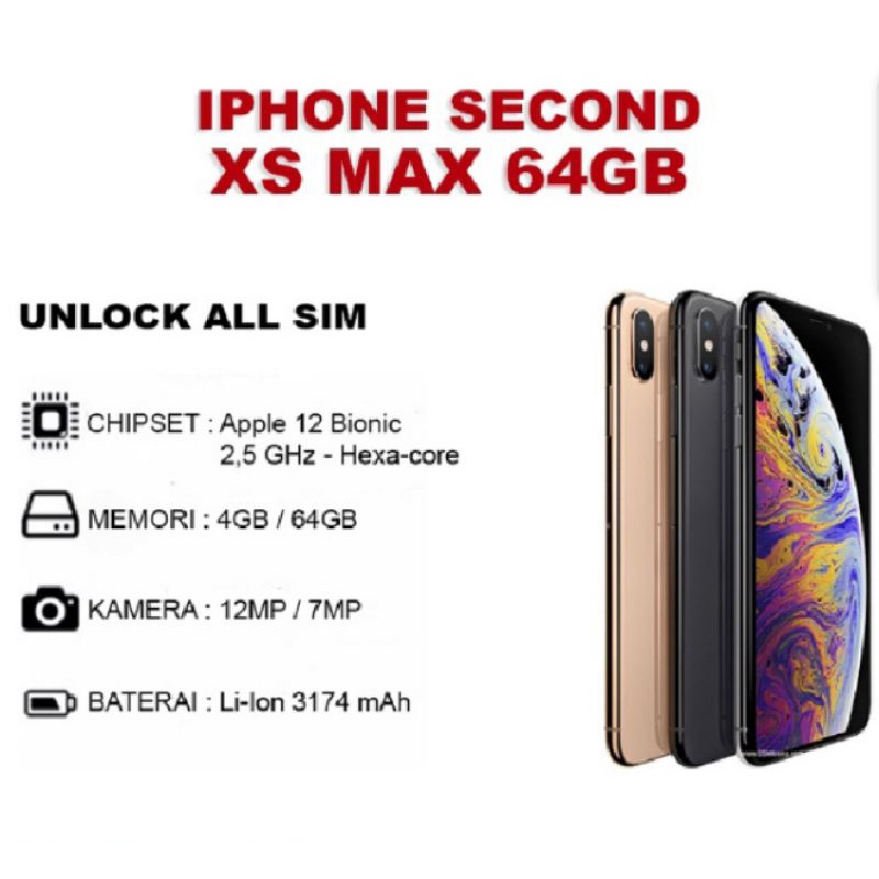 iphone xs max 64GB second original like new fullset