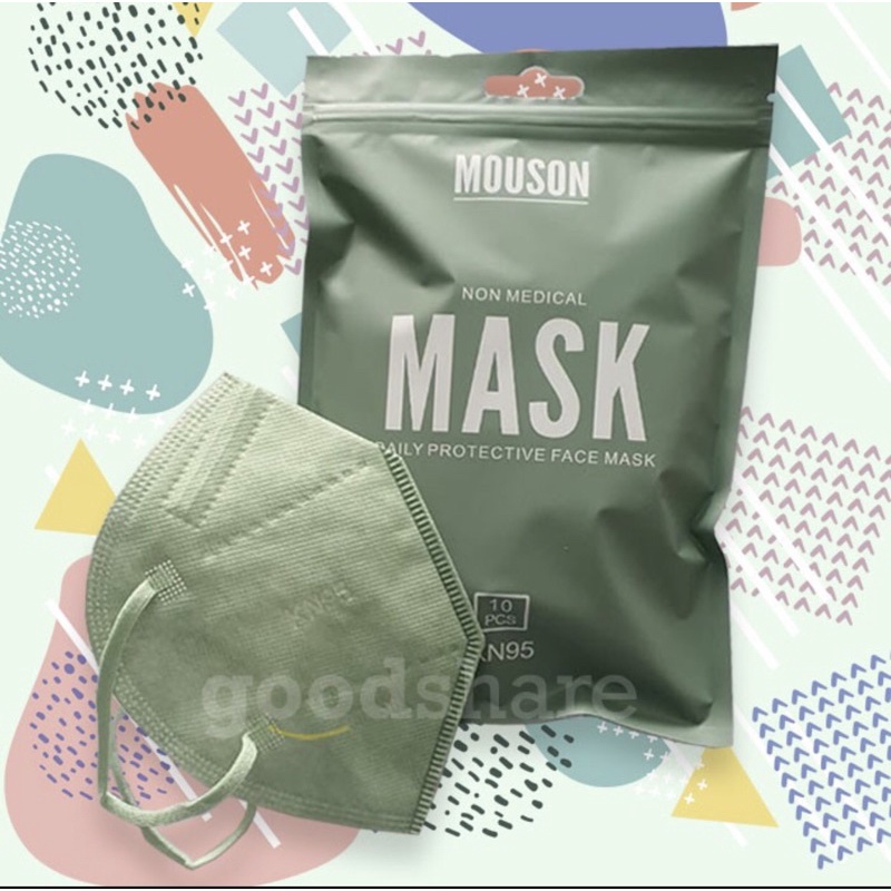 MOUSON masker KN95 5ply | isi 10 pcs-Nude Green