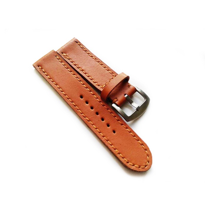Tali Jam Tangan Kulit Asli Sapi Warna Tan Ukuran 22 Mm Leather Strap