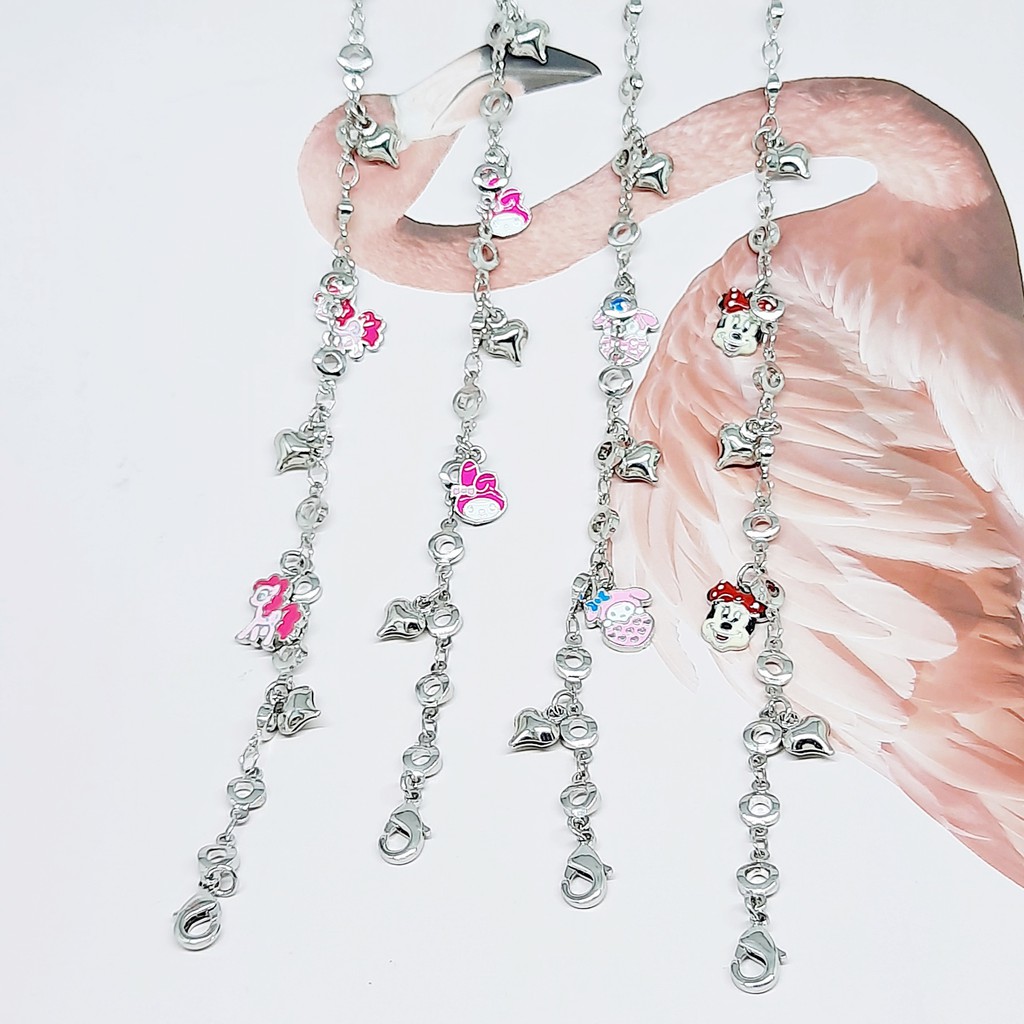 Gelang Anak Meilyn Unicorn Kitty Dorami Cherry Lonceng Lapis Emas Silver - BB637S