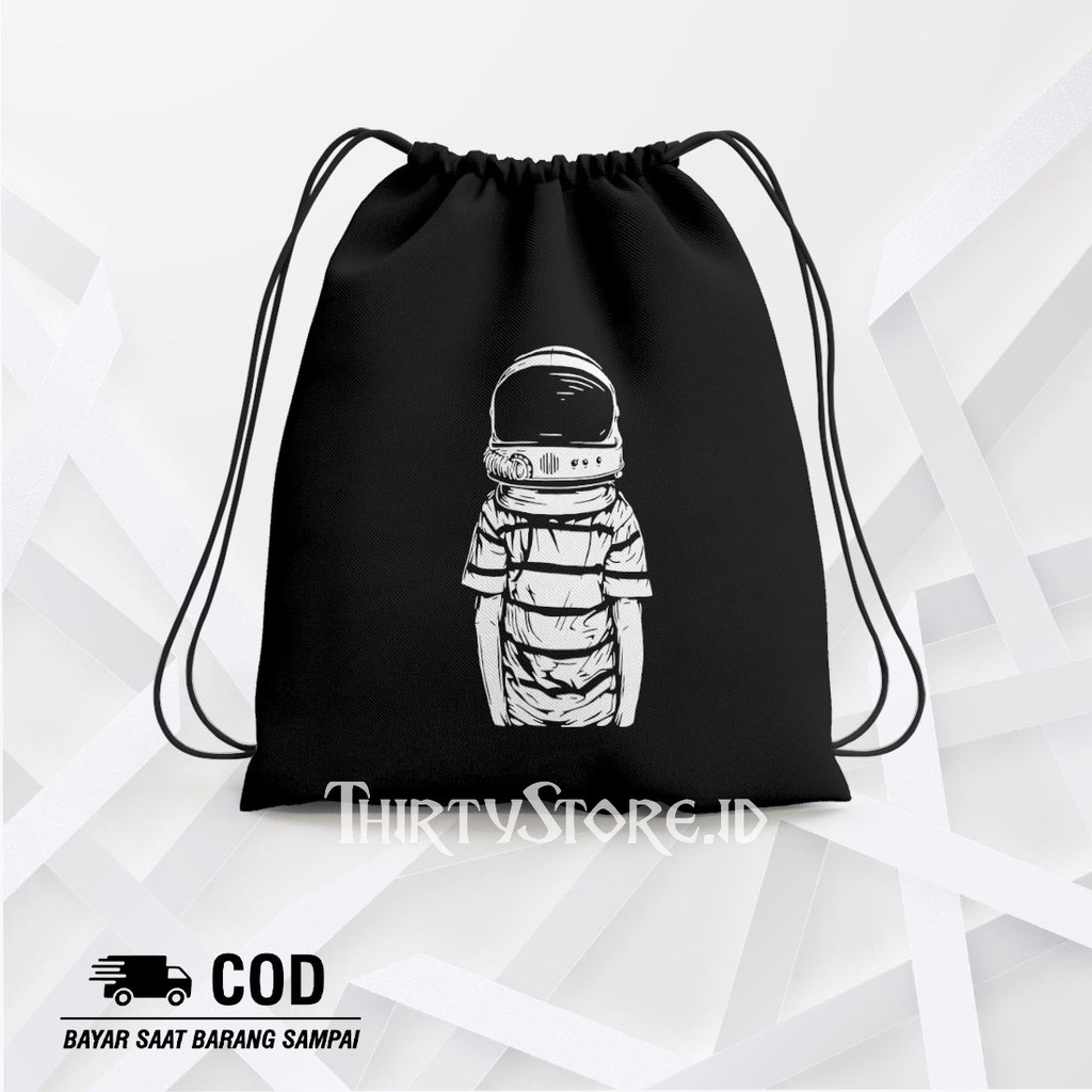 Tas Serut - Drawtringbag Full Print Canvas Putih Tebal Anti Air | Devva.id