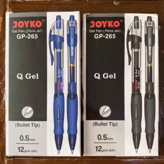 

H7Y ( 12 pcs ) Gel Pen Qgel / Pena Gel GP-265 Q Gel hitam dan biru Joyko