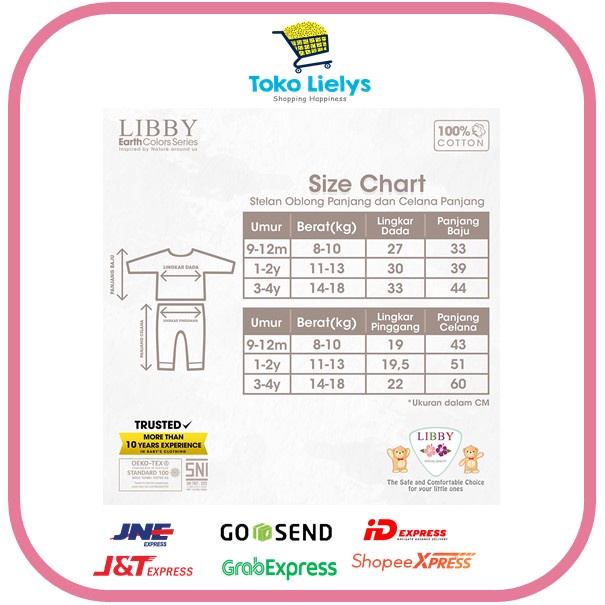 LIBBY EARTH SERIES SETELAN BAJU OBLONG PENDEK SETELAN BAJU OBLONG PANJANG - TOKO LIELYS