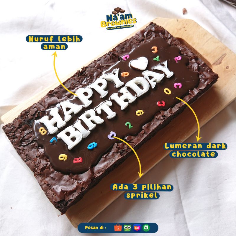 KUE BROWNIES GLAM BISA REQUEST HURUF