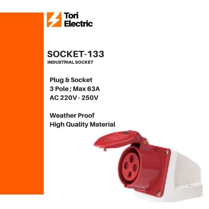 Industrial Socket 133 3P-63A 3 Pin - 63A Industrial-Plug-Socket