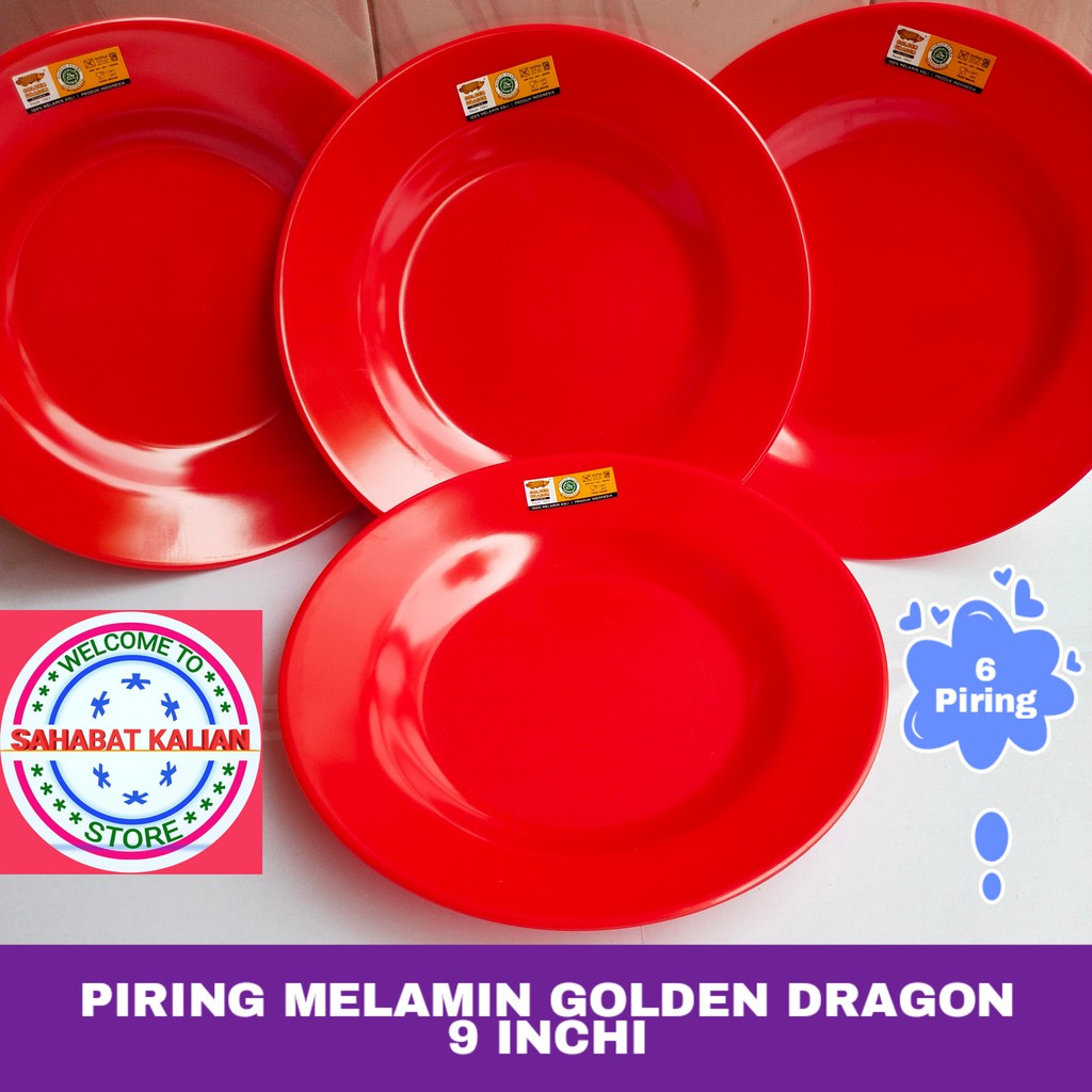 (6 PCS) PIRING MELAMIN GOLDEN DRAGON P0109 9 INCHI