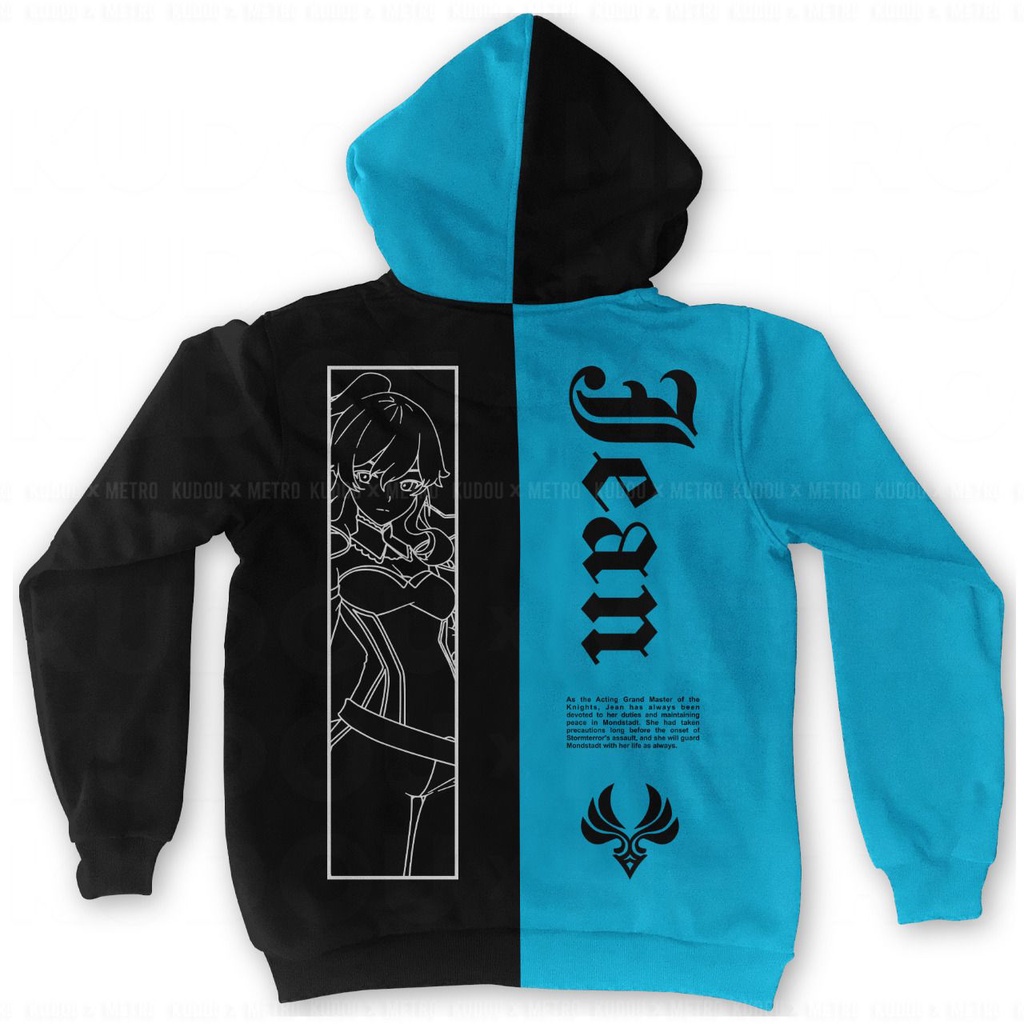 Hoodie Jean Genshin Impact Inverted Blue Gaming Premium Unisex