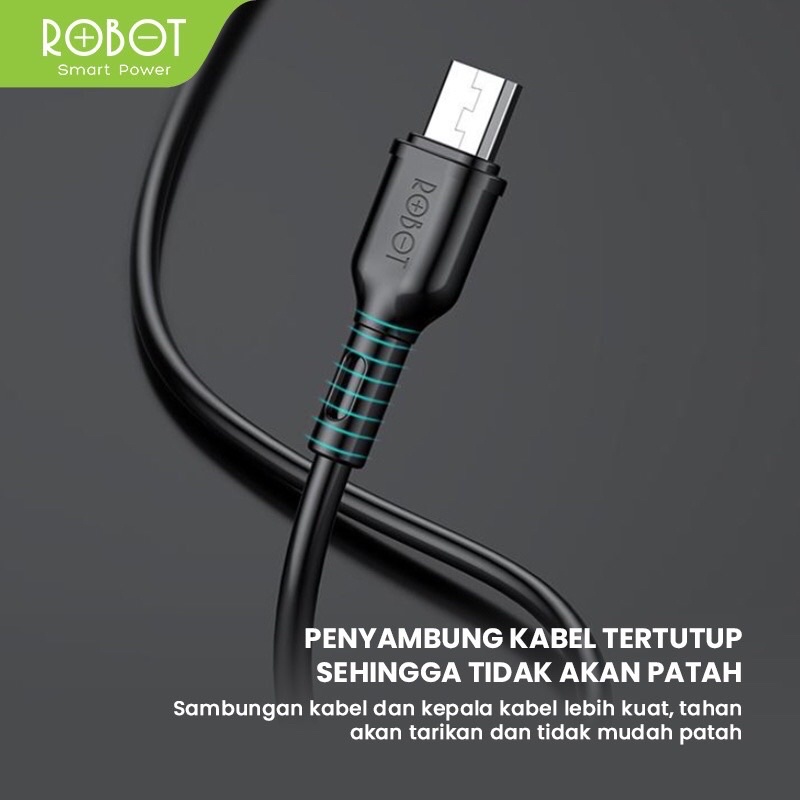 ROBOT Kabel Data RBM100S Android Micro USB 1M Data Cable Original - Garansi Resmi 1 Tahun