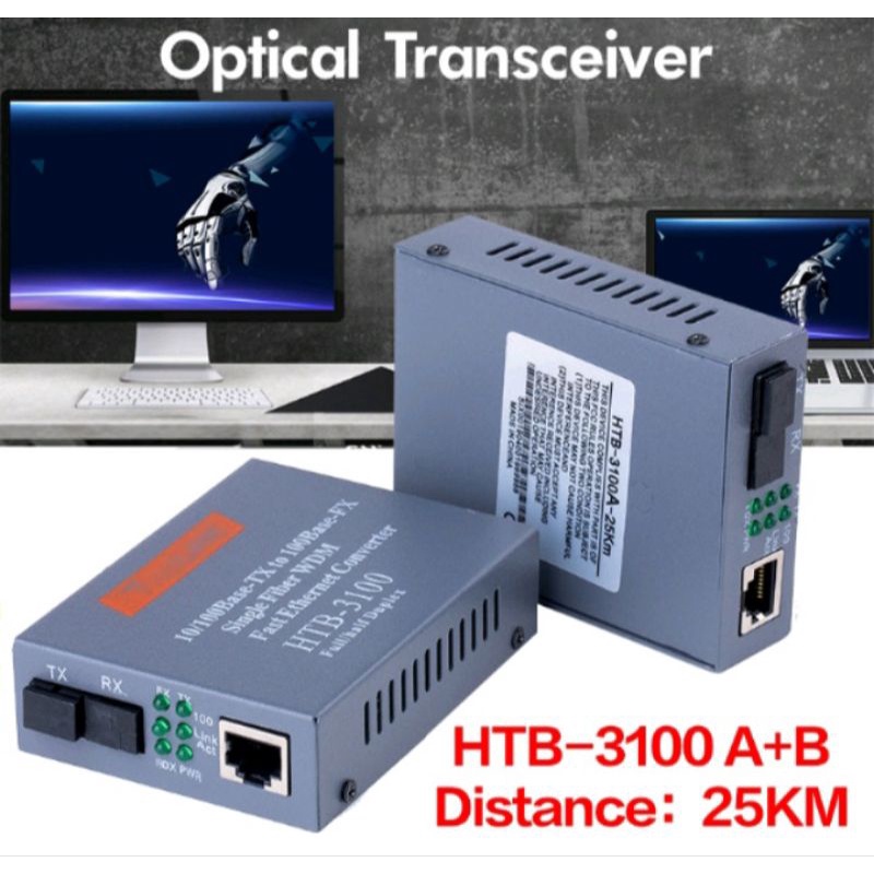Netlink HTB-3100-A/B Media Converter Fiber Optic FO 10/100 (sepasang/2 unit)