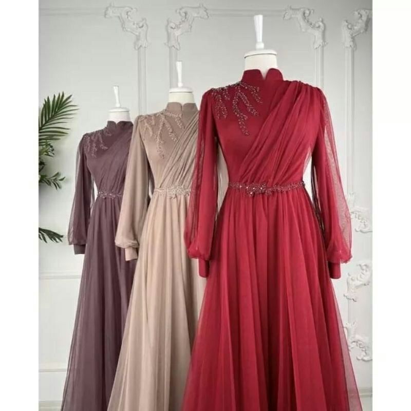 Gamis Tile sifon lengan balon