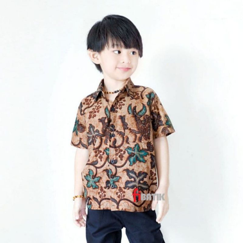 kemeja batik anak laki-laki lengan panjang dan pendek Kemeja Batik Anak cowok motif blimbing