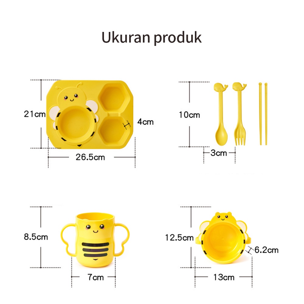 Aikoky Piring Makan Anak 4 in 1 Karakter Lucu / Peralatan Makan Anak / Baby Feeding Set Bpa Free