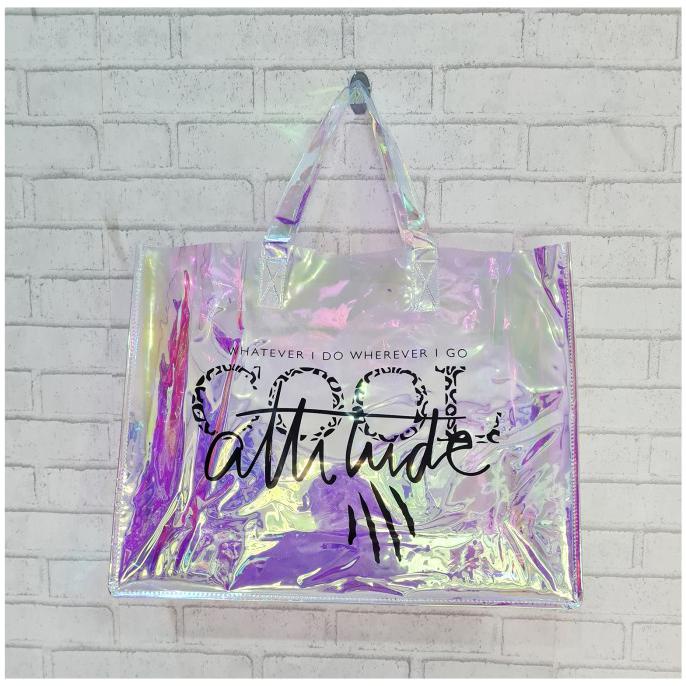Gilaa Tote Bag Bahan Mika Hologram/ Goody Bag Hologram - Attitude Sale
