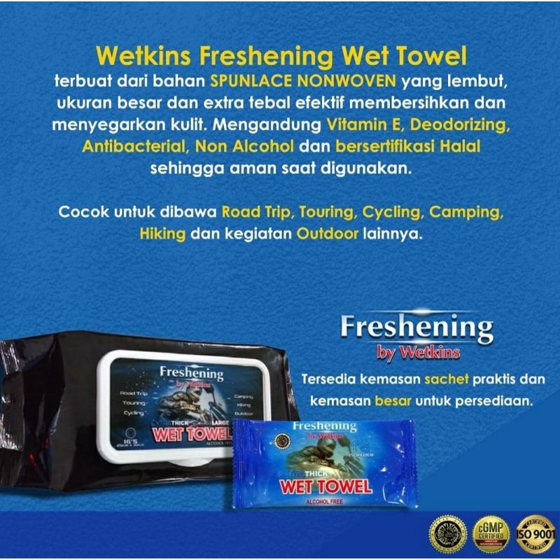 BUY 2 WETKINS WET TOWEL 18s/TISU BASAH FREE HANDSANITIZER 60ML + MASKER 10pcs