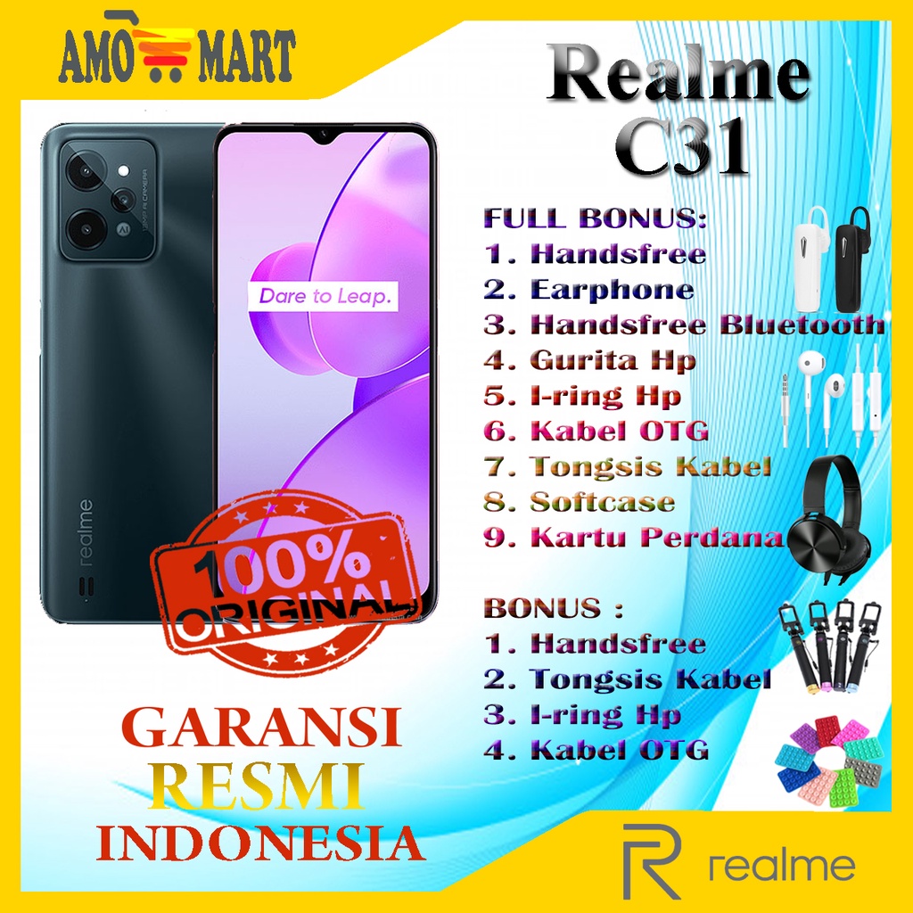 HP BARU REALME C31 RAM 3/32GB & RAM 4/64 GB NEW 100% ORI GRS RESMI INDONESIA TERMURAH