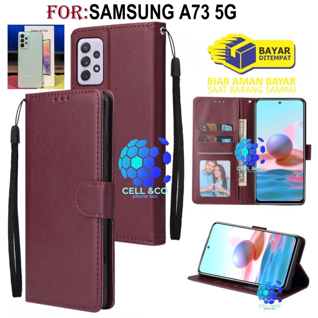 NEW SAMSUNG GALAXY A73 5G 2022 CASE FLIP LEATHER WALLET PREMIUM FLIP CASE BUKA TUTUP KESING HP CASING FLIP CASE WALLET SAMSUNG A73 5G TERBARU