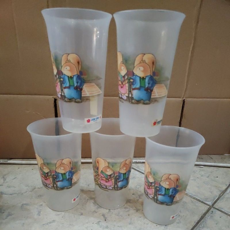Gelas minum Plastik transparan lion star barang cuci gudang