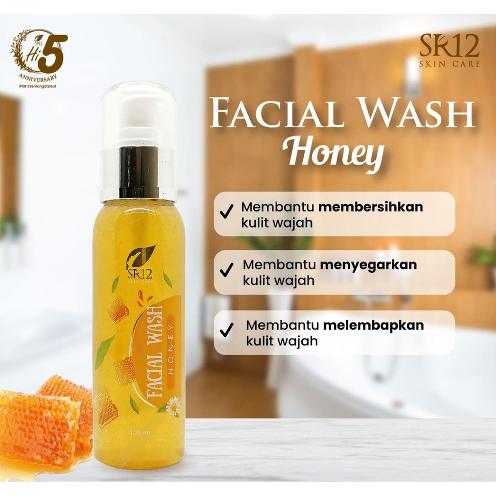 Facial Wash Honey SR12 Sabun Wajah Madu Untuk Kulit Kering &amp; Sensitif